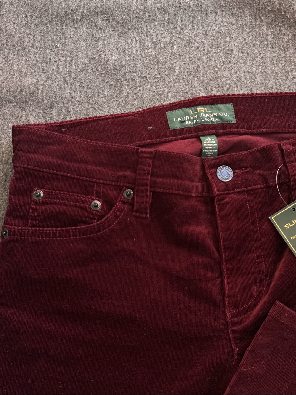 Ralph Lauren Women's Wine Red Corduroy Classic Straight Jeans